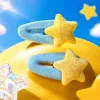 Yellow star hairpins, cute bow headwear for girls, sweet style hair accessories Specification image